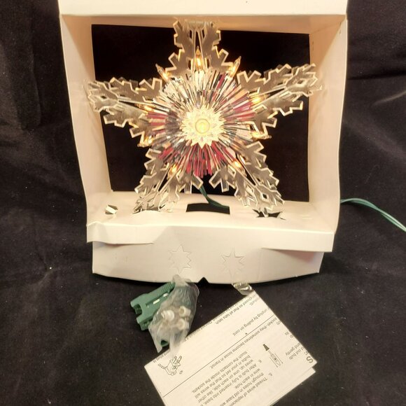 Christmas Tree Snowflake‎ Tree Top Trim A Home Lighted Clear Vtg - Picture 10 of 11